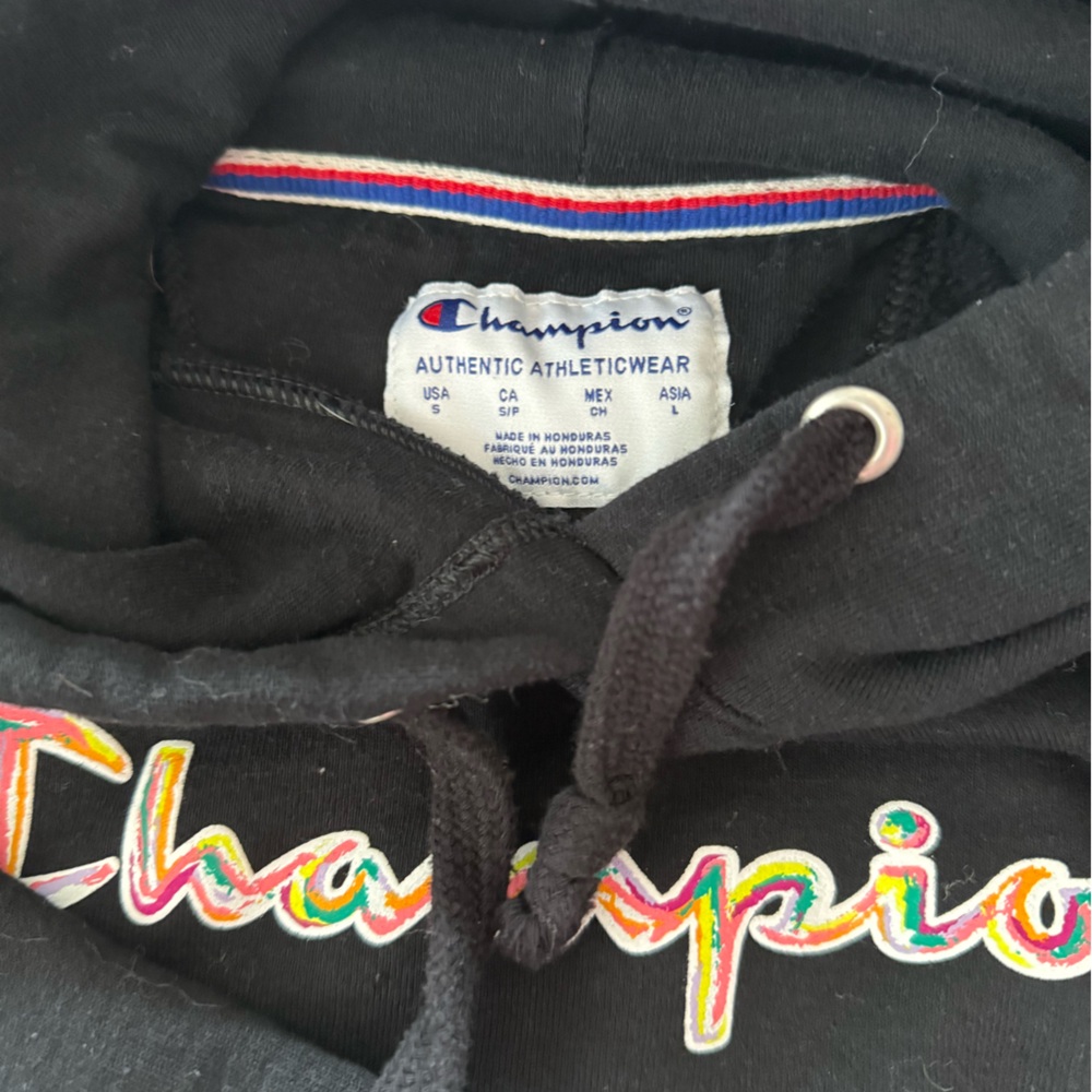 Champion Black Sweatshirt with Rainbow Logo